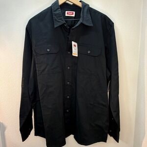Wrangler Men's Black Long Sleeve Work Shirt‎ Casual Button Up Top Size L